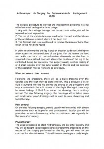 Hip Arthroscopy info sheet